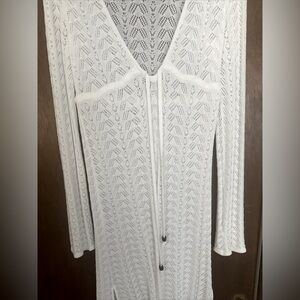 Tommy Bahama White Beach Cover Up Size Medium Sexy Low Cut V With Drawstring